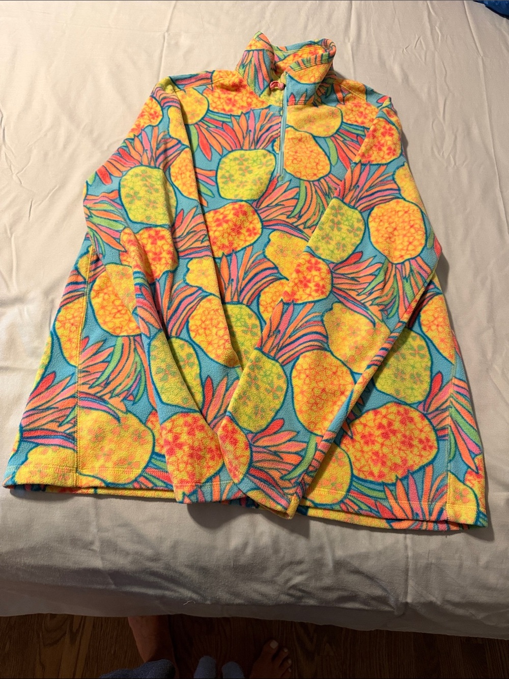 Men’s Vibrant Pineapple Print Chubbie Fleece Jacket